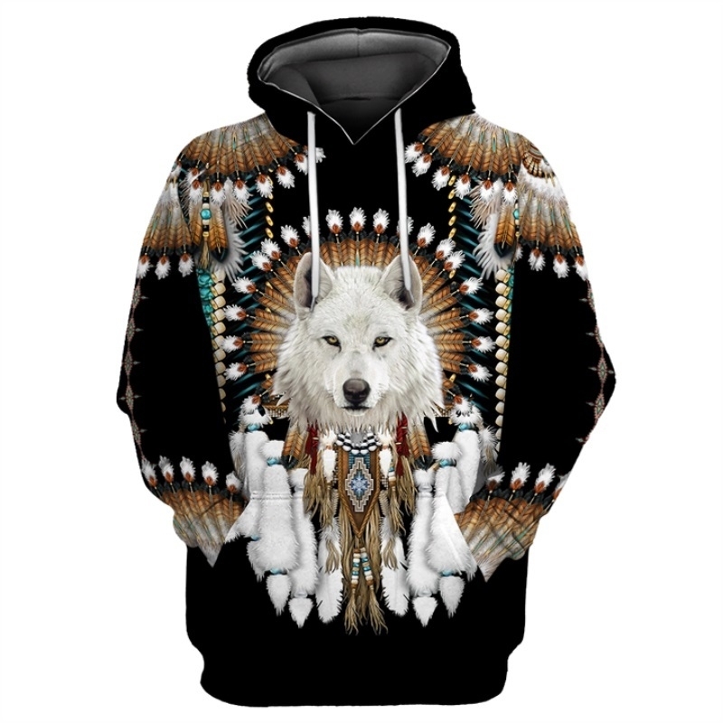 

Native Indian Wolf 3D Printed Hoodies men Harajuku Fashion Hooded Sweatshirt Autumn Unisex Casual hoodie sudadera hombre YDA15 201128, Color as the picture