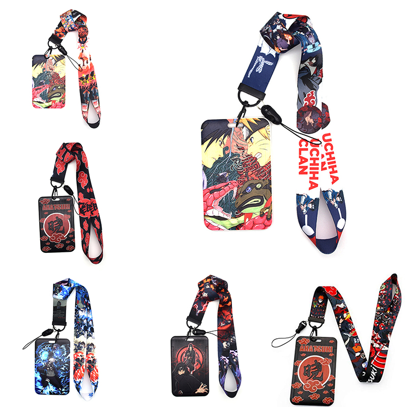 

5Pcs/Set Anime Red Cloud Lanyard Credit ID Badge Holder Key Rings Bag Student Women Travel Bank Bus Business Card Cover Keychain