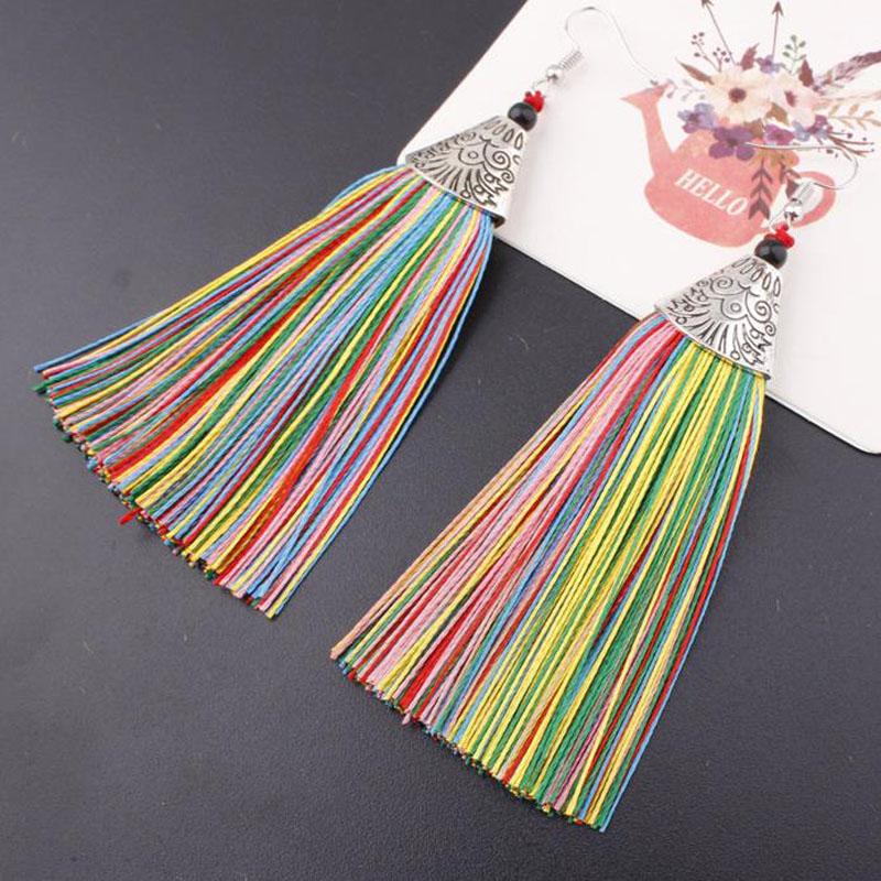 

2020 New Arrival Top Fashion Pendientes Brincos Tassel Earrings Women Fashion Brand Jewelry Geometric Color Simple Dangle Drop