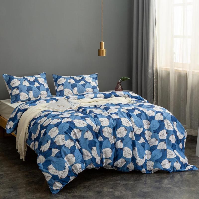 

Fashion comforter bedding set 2/3PCS Plant printing Bed linen bed set duvet cover Quilt Cover Pillow cases Home Textile1, Gray