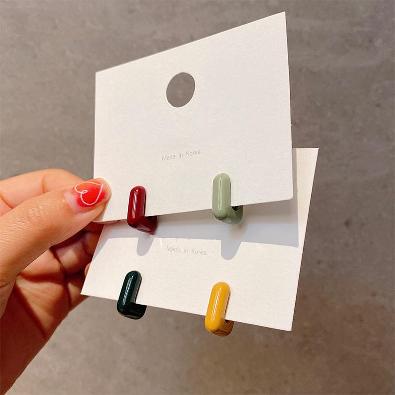 

MENGJIQIAO New Cute Candy Colorful Square Acrylic Hoop Earrings For Women Jewelry Circle Brincos Party Ear Accessory Jewelry