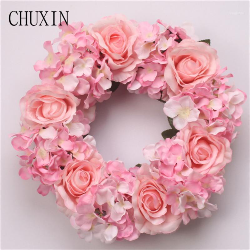 

Simulation Rose Hydrangea Wreath Home Door Decoration Fake Wreath Wedding Bridal Headdress Valentine's Day Christmas Gift 1pc1