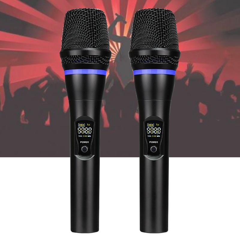 

Bluetooth Speech Dual Handheld Dynamic with Display Wireless Professional UHF Singing Church Rechargeable KTV microphone Set