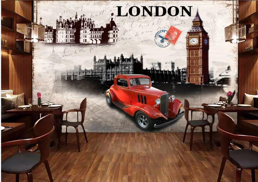 

3d wallpaper custom photo mural Vintage European Big Ben cars tv background home decor living room 3d wall murals wallpaper for walls 3 d, Non-woven wallpaper