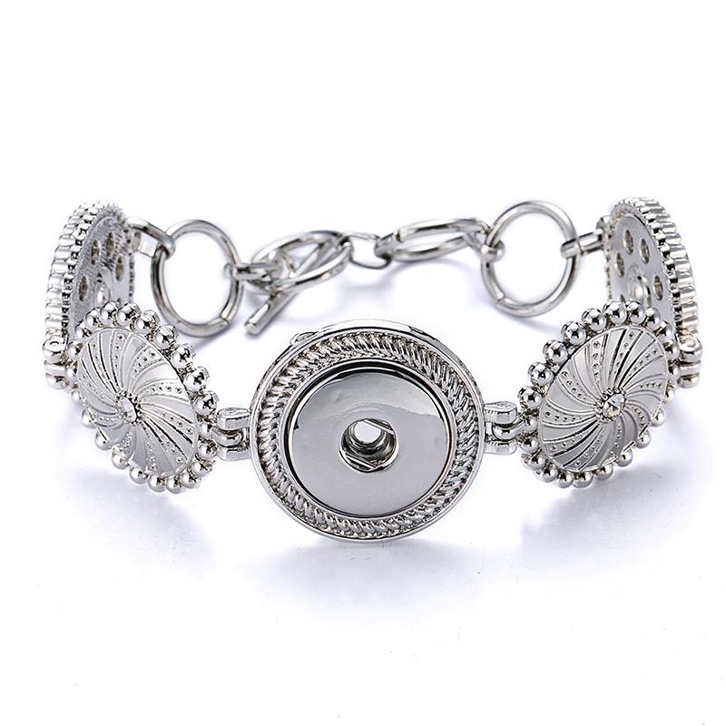 

Hot Sale 212 Fashion Flower Vintage 18mm Snap Button Metal Bracelet Interchangeable Charm Jewelry For Women Men