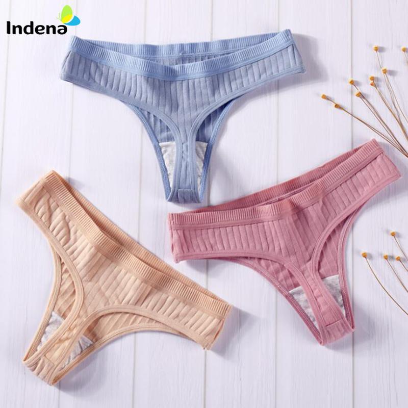 

Sexy G-string Panties Women Underwear Cotton Panty Female Underpants Thong 7 Solid Color Lingerie Intimate 3pcs/lot, Gray 3pcs