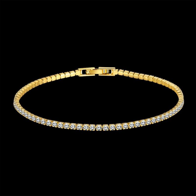 

Charm Bracelets Party Jewelry 21CM Tennis Bracelet For Women 2mm Cubic Zirconia Gold Color Blacelets & Bangles Gift Her