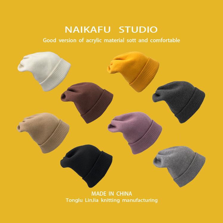 

2021 New Winter Hat for Women Cashmere Knitted Beanies Thick Warm Ladies Wool Angora Hat Female Beanie Hats, Black