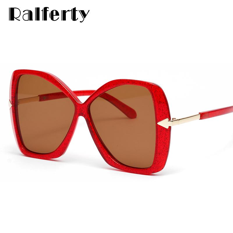 

Ralferty Oversized Sunglasses Women Designer Big Frame Sun Glasses Women's Transparent Glasses Red Color Eyewear Oculos W813069