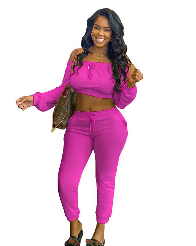 

Women' Long-sleeved Sports Suit Solid Color Autumn Elastic Waist Running Two Piece Set Fitness Breathable Elasticity Suit, Orange