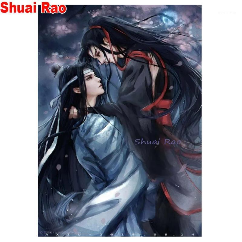 

full square diamond painting mo dao zu shi lover pictures for embroidery round diamond mosaic cartoon fan wall stickers decor,1