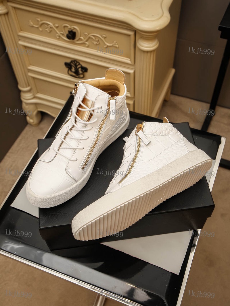

Luxe cool casual fashion crocodile pattern zipper luxurys Sneakers design men's leather high-top shoes men size 38-44