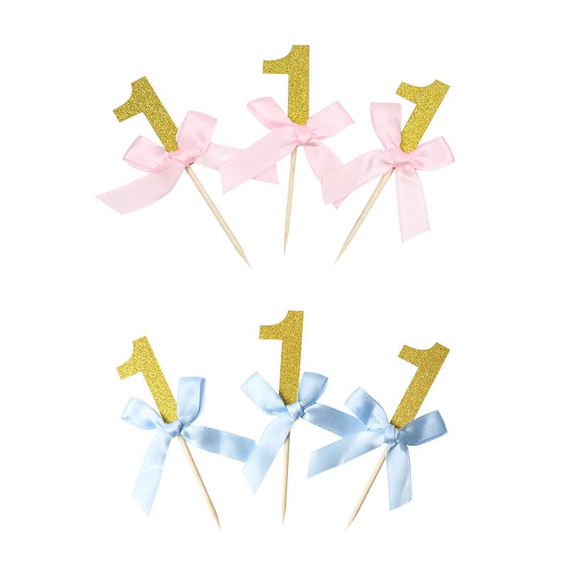 

10pcs Gold 1st Cake topper for Baby Shower Birthday Cupcake Toppers Decor I AM ONE My First Year Kids Birthday Party supplies