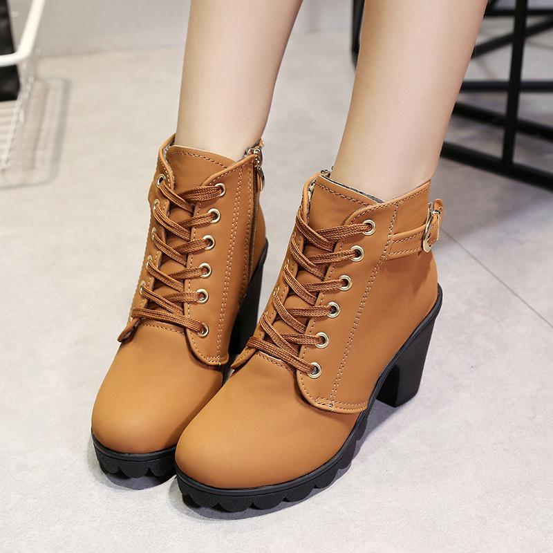 

2020 Boot Female Brand Women's Winter Footwear Casual Style Women's Boots Female Chunky Women Shoes Zapatos De Mujer, Black