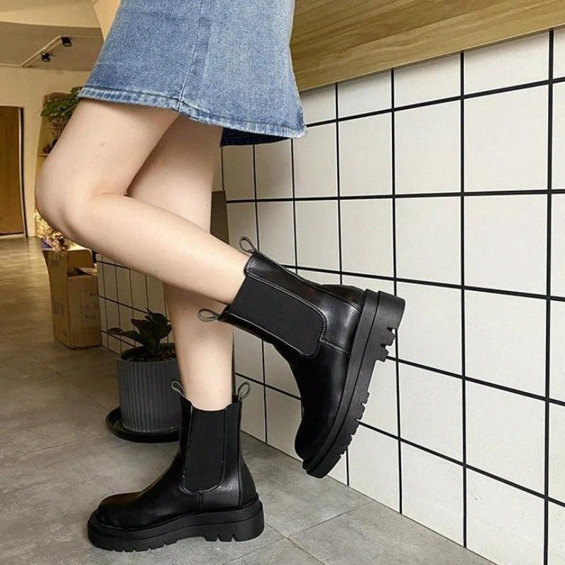 

7-12Y Girls Rain Boots PU Leather Solid Children Shoes Fashion Slip on Platform Boots Kids for Boys Kids Winter #Zt0Z