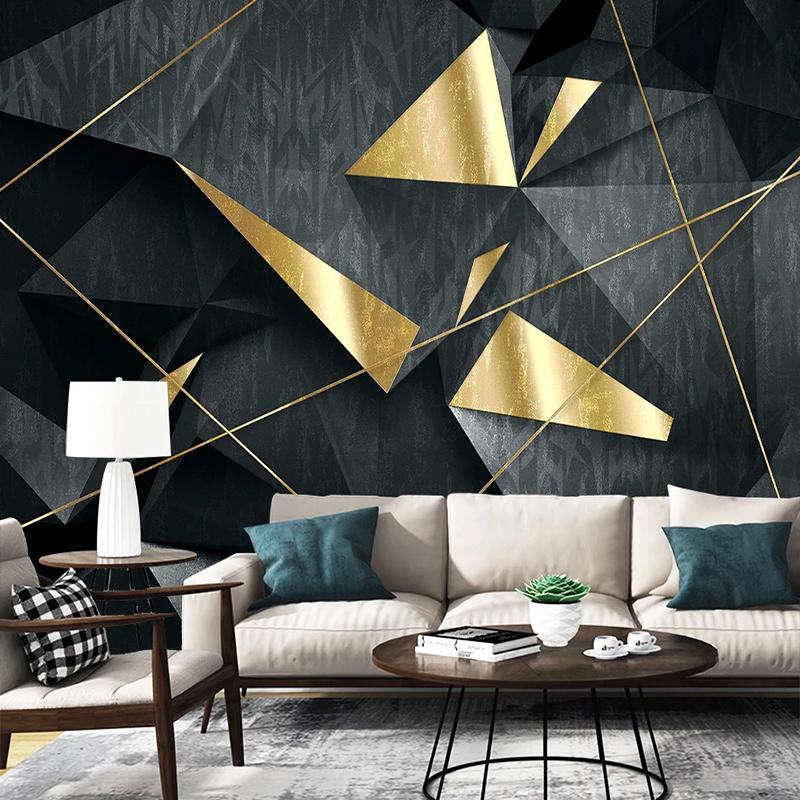 

Custom Mural Wallpaper Modern Geometry Golden Line Wall Painting Living Room Bedroom Home Decor Creative Abstract Art Wallpapers, Silk cloth