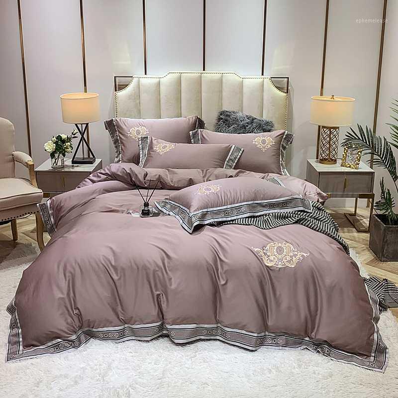 

2020 Luxury Egypt Cotton Elegant Classic Bedding Set Embroidery Duvet Cover Bed Sheet Pillowcases Queen King Size 4Pcs1, Trj1