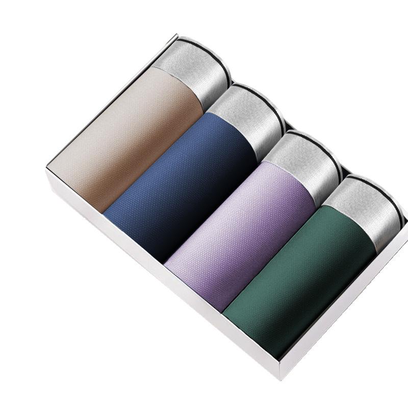 

4pcs/Pack Sexy Men Underwear Boxer Shorts Thin Ice Silk Panties Breathable Pouch Underpants Ropa Interior Hombre Plus Size -4XL, Mix4pcs