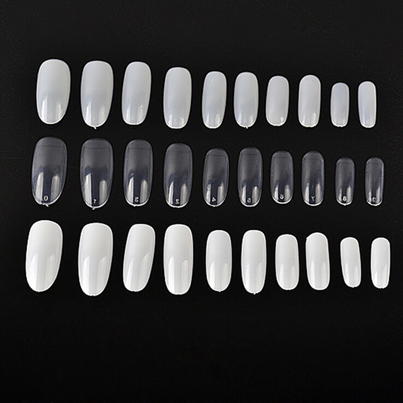 

500Pcs Artificial False Fake Full Round Acrylic UV Gel Nail Manicure Natural Clear White Art Tips Decorations, Ivory