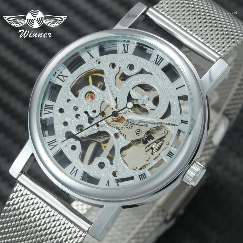 

Wristwatches WINNER Fashion Classic Mechanical Women Watches Ultra Thin Mesh Strap Skeleton Dial Top Ladies Wristwatch For Girls1, Black golden