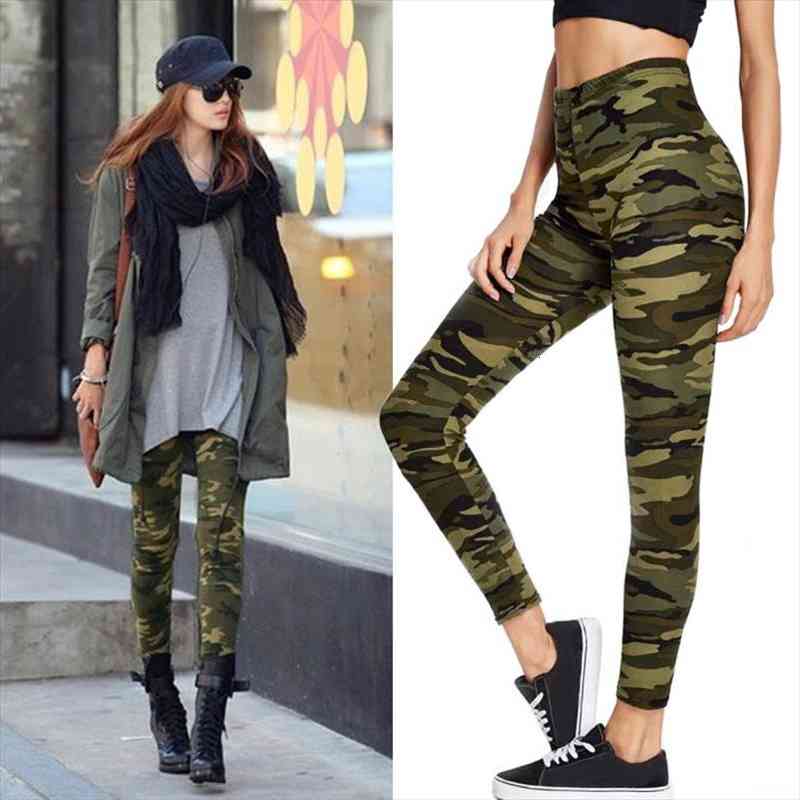 

Women Camouflage Leggings Fitness Military Army Green Pants Workout Pants Sporter Skinny Adventure Elastic Leisure Leggings, Black