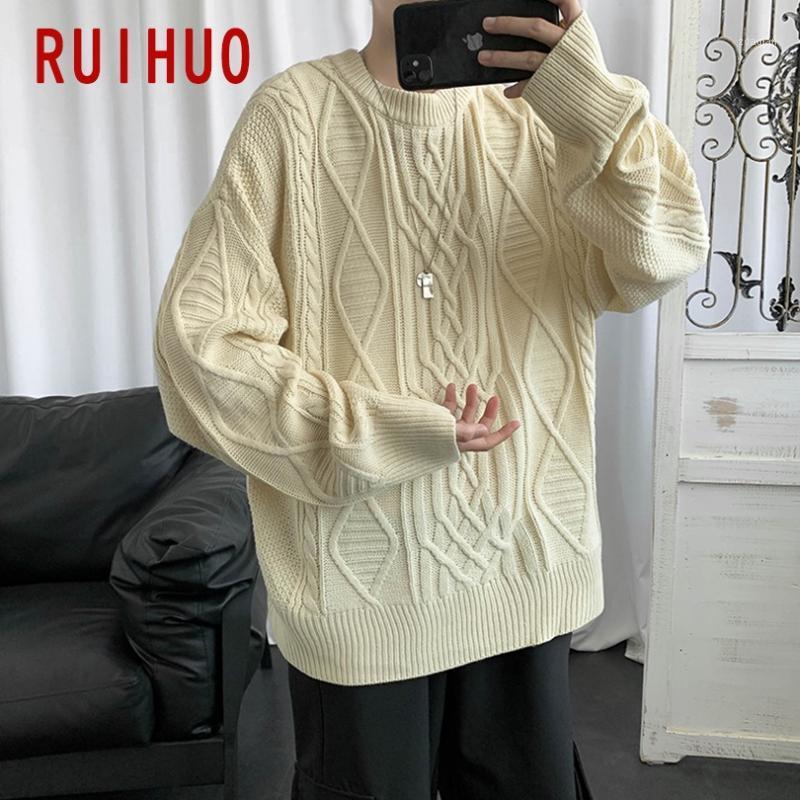 

RUIHUO Solid Knitted Sweater Men's Clothing Pull Mens Sweater Winter Men Clothes Pullover 2020 Autumn Winter New -2XL1, Black