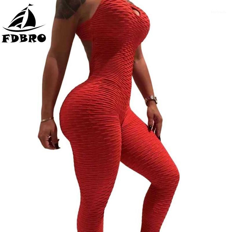 

FDBRO Slim Rompers Backless Workout Gym Fitness Skinny Pants Sexy One Piece Jumpsuit Push Up Yoga Pants Tight Leggings Ladies1, Red