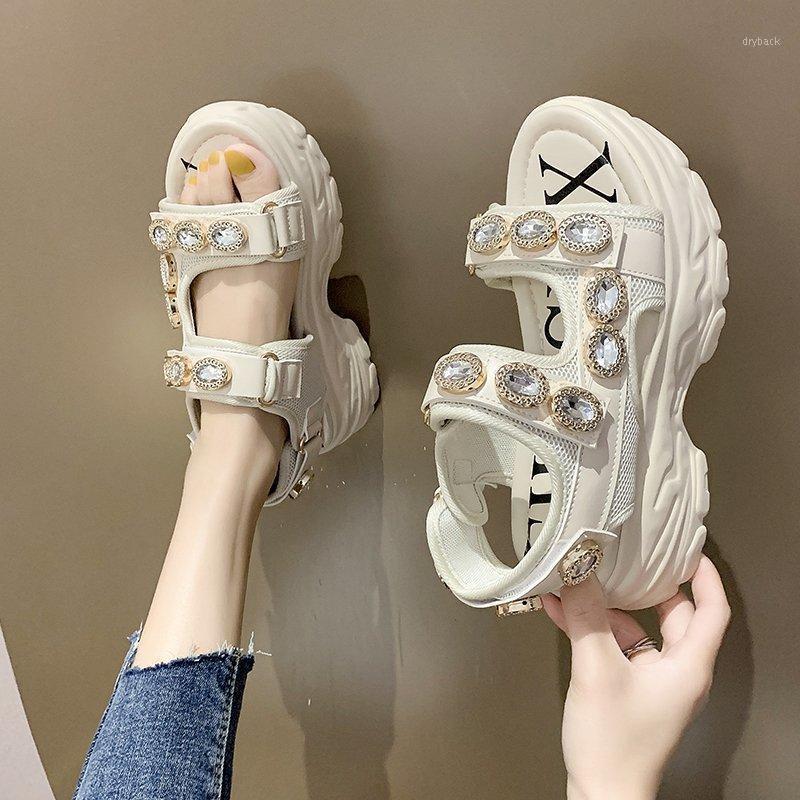 

Summer Rhinestone Women Sandals shoes women 2021 Breathable Comfortable Non-slip Ladies Walking Beach Sandals Shoes 35-391, Orange