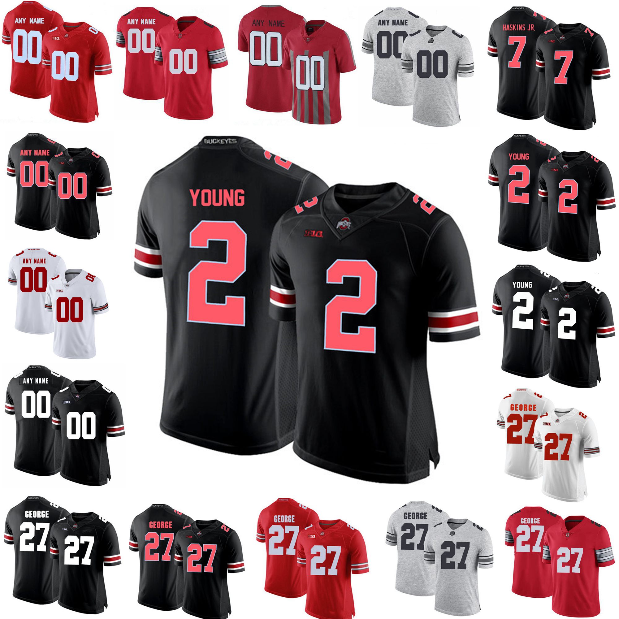 

NCAA Ohio State Buckeyes Jerseys 45 Archie Griffin 33 Zach Harrison Master Teague III Jeremy Ruckert College Football Jerseys Custom Stitche, Black