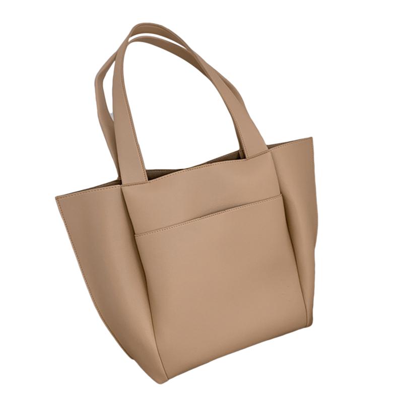 

High Quality Ladies Solid Color Hand Bags For Women 2021 Casual Handbags Women Leather Shoulder Bag Large Capacity Tote Bag, Black