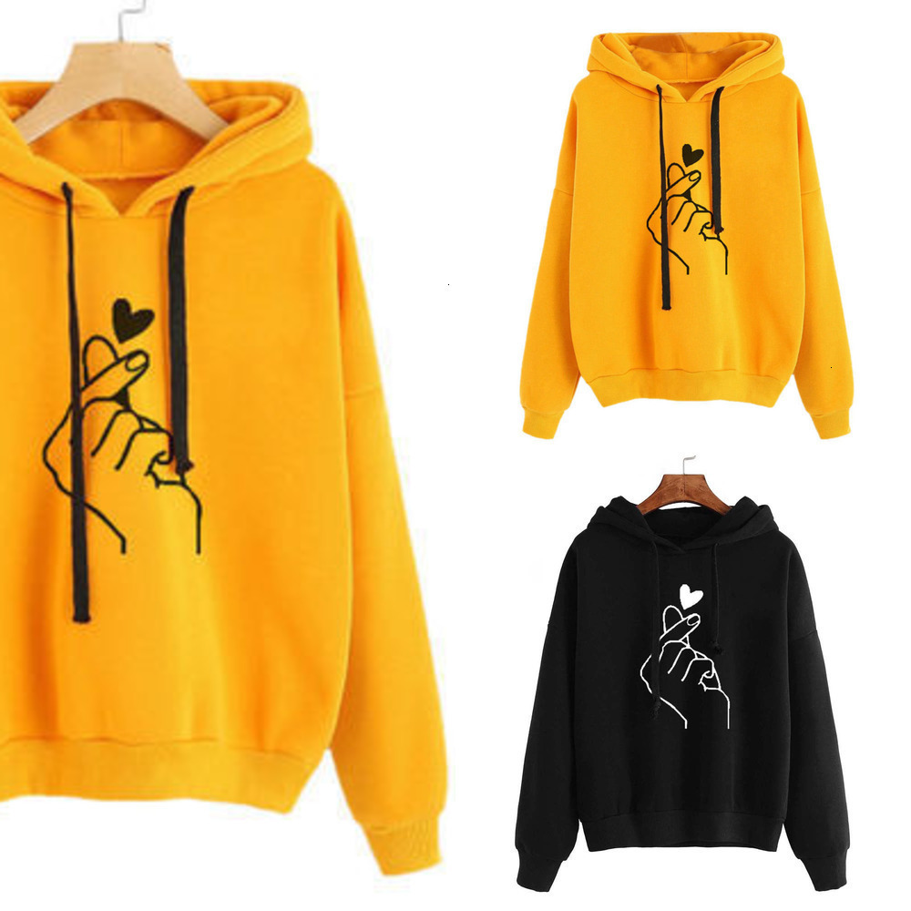 

Pullovers Love Women Ladies Hooded Sweatshirt Printed Casual And Hoody Girls Long Sleeve Spring Autumn Winter Striped Plus Size, Yellow