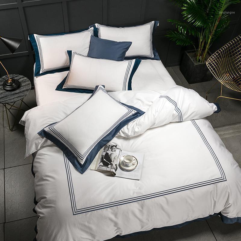 

5 Star Hotel Egyptian Cotton Bedding Set 100% Luxury Queen King Duvet Cover Flat Fitted Sheet 6pcs 481