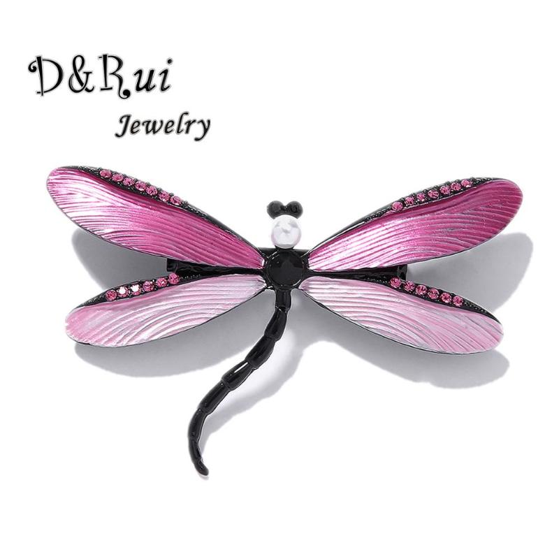 

Pins, Brooches Vintage Elegant Women's Enamel Dragonfly For Women Clothes Fashion Crystal Pearl Insect Brooch Pin Badge Accessories