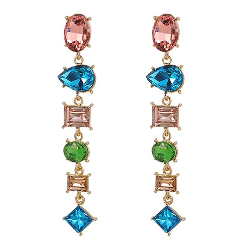 

ZHINI 2021 Boho Vintage Gold Color Long Earrings for Women Ethnic Gothic Colorful Crystal Dangle Drop Earring Statement Jewelry
