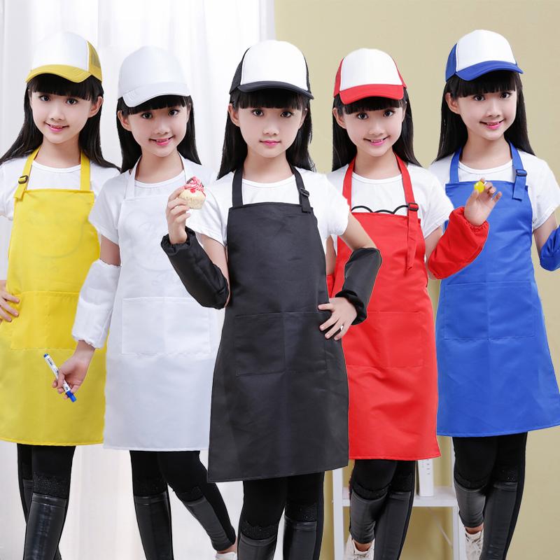 

Waterproof Multi Color Children's Craft Apron Sleeveless Kids Drawing Handwork Smock Solid Craft Kitchen Aprons Dustproof