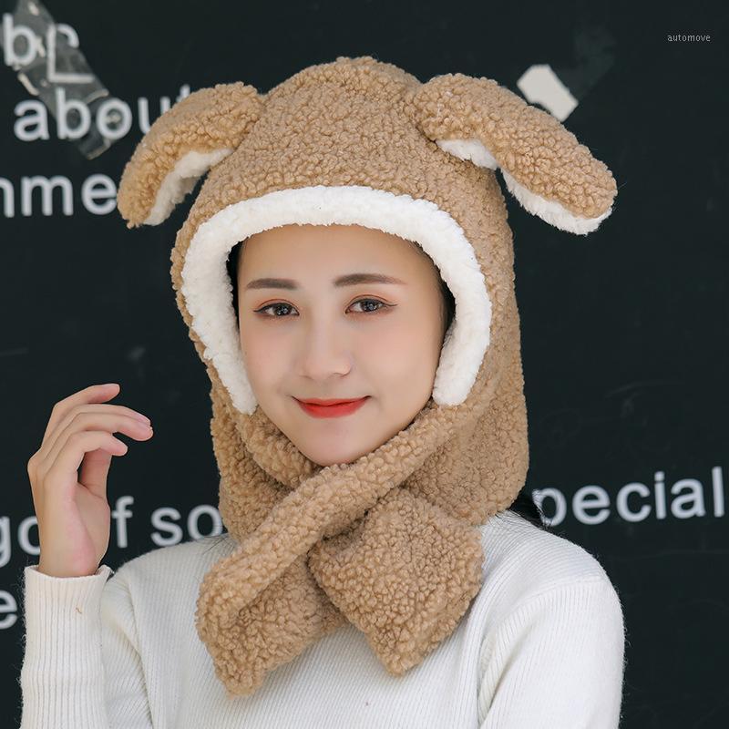 

Women's Winter Plush Warm Beanies Hat Lamb Wool Ear Protection Warm Hat Lovely Fashion Cover Ear Russian1, White