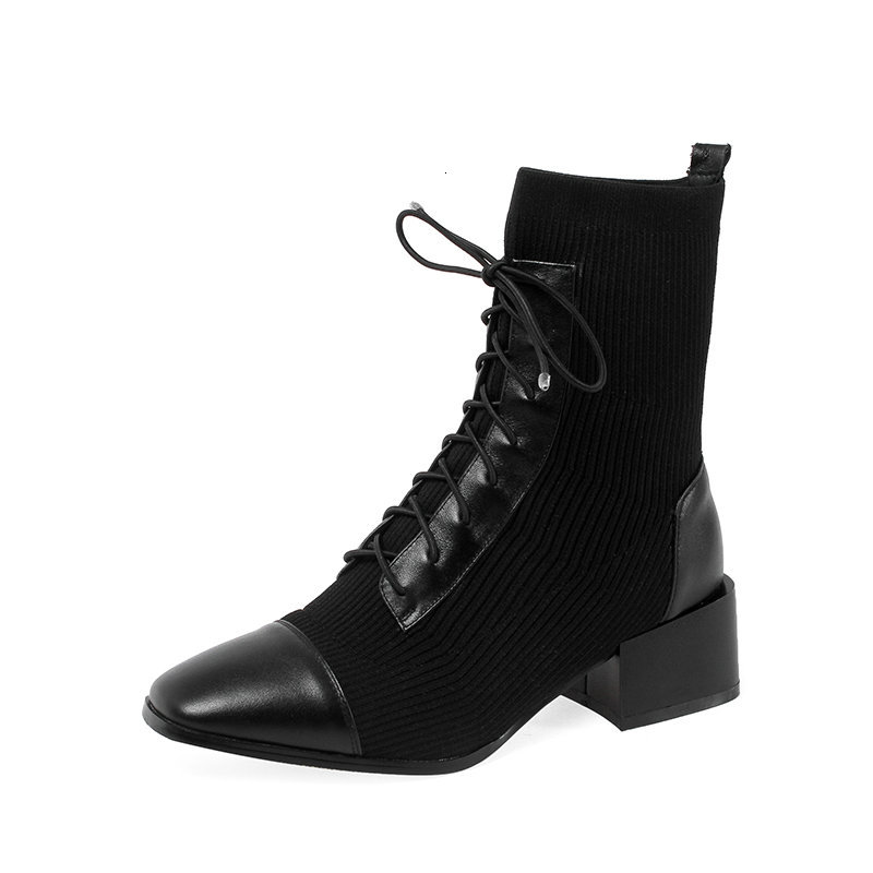 

2021 Genuine Leather Motorcycle New Night Club Shoes Woman Autumn Winter Punk Women Warm Ankle Boots O6ny, Black