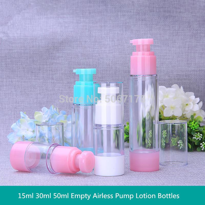 

10pcs White/Pink/Green Empty Airless Pump Bottles 15ml 30ml 50ml Mini Portable Vacuum Cosmetic Lotion Treatment Travel Bottle