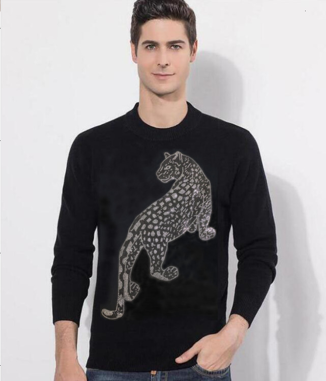 

New 2021 Mens Winter Rhinestone Slim Fit Sweater Casual Fashion O-neck Top Quality 8o5i, Beige