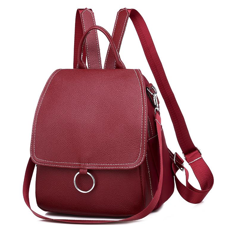 

New Women Backpacks PU Leather Teenage Girls Schoolbags Ladies Shoulder Bags Fashion Female Travel Leisure Bags Book Bag Daypack, Black