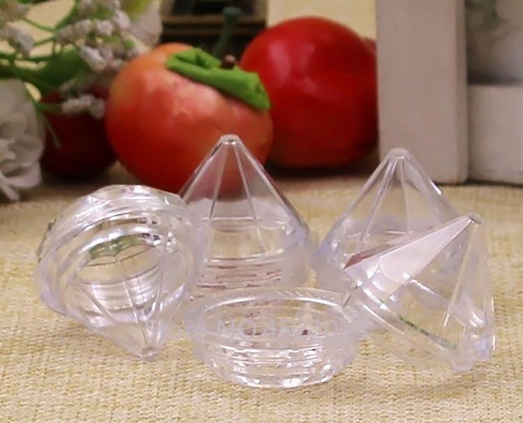 

5G Empty Clear Diamond Shaped Cream Jar, Mini Small Plastic Cosmetic Portable Lipstick Sub Container, Travel Sample Cream Pot