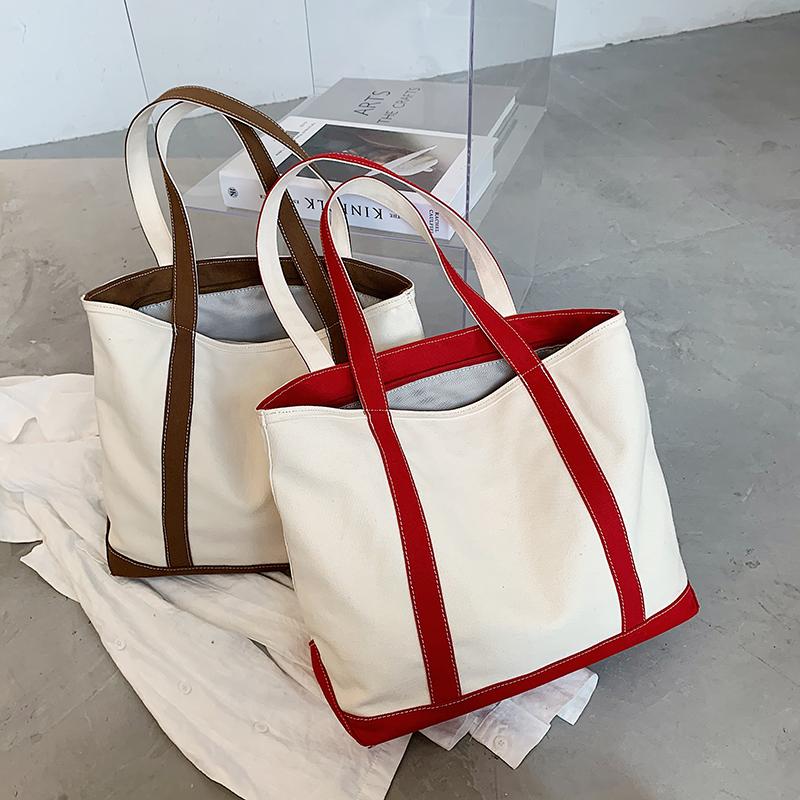 

2021 Fashion Patchwork Shoulder Bags Women Casual Canvas Totes Large Capacity School Bags Elegant Ladies Travel Shopping Handbag, Black