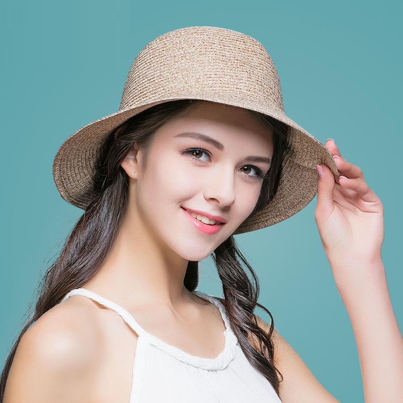 

Wide Brim Hats Fashion Beach Hat Female Summer Sun Foldable Sunscreen Cap Girls Leisure Cute Outside Travel B-7576, Black