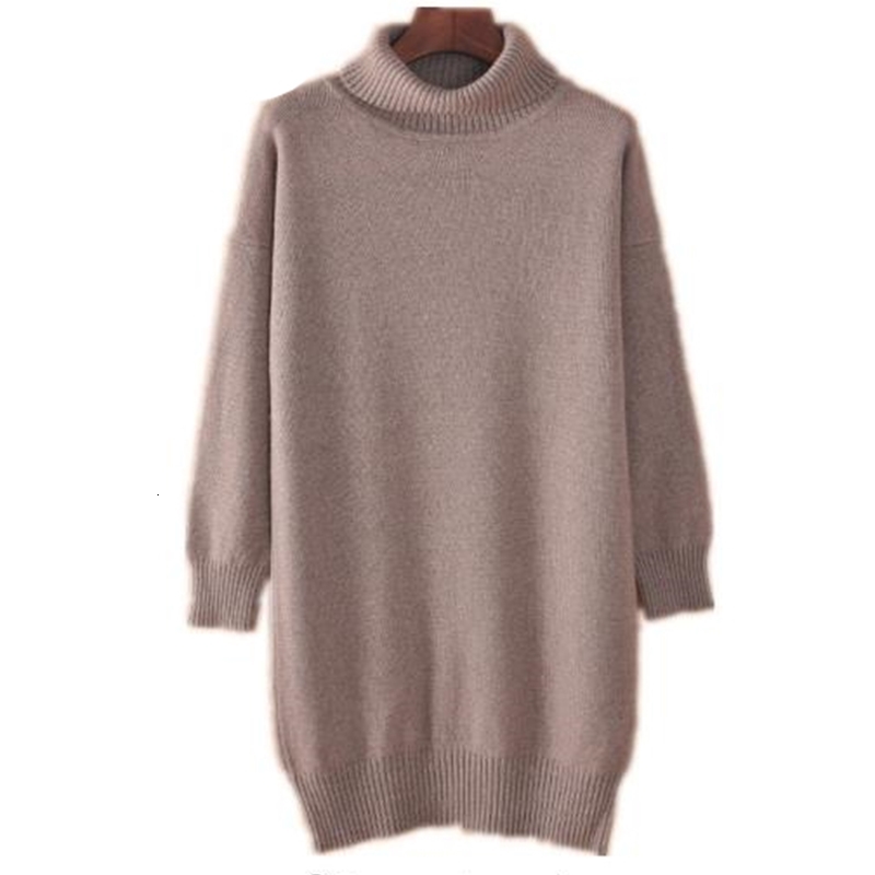 

2021 New Plus Size Cashmere Blended Knitted Long Sweater Women Tops Autumn Winter Pullover Turtleneck Solid Color Pull Femme Hiver 19ag, Yellow