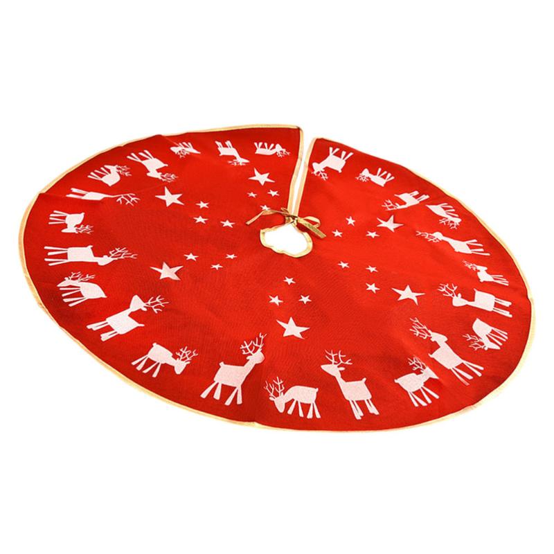 

1PC Christmas Tree Skirt Linen Xmas Tree Skirt for Store Mall Hotel Home