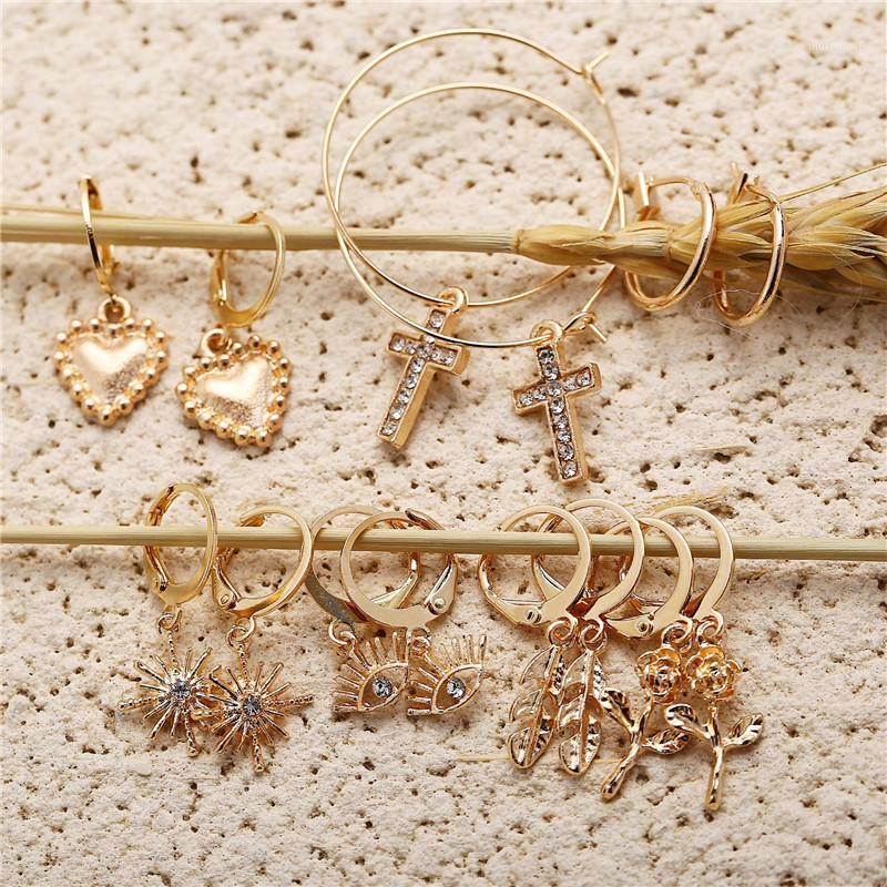 

8SEASONS European and American Fashion Creative Personalized Heart-shaped Earrings New Trend For Street Photography,7 Pc/Set1