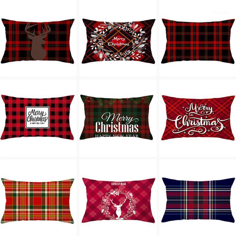 

Christmas Cushion Cover 30x50 Pillowcase Lattice Letter Printed Sofa Cushions Decorative Throw Pillow Home Decor Pillowcover1, 021