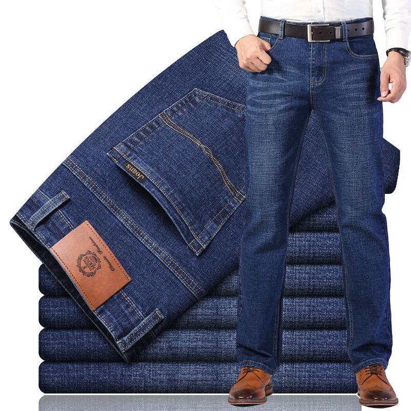 

Men's Brand Stretch Jeans 2020 New Business Cotton Denim Trousers Slim Fit Jeans straight Denim Pants Male Plus Size 28- 40, Blue