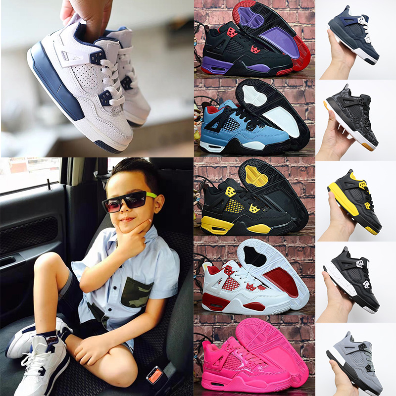 

Kids Girls Jumpman 3s 2019 Bred Cement Cactus Jack Basketball Shoes Air 4 Tattoo Fire Red Travis 1 Scotts Childrens Retro Sneakers, A25 26-37.5