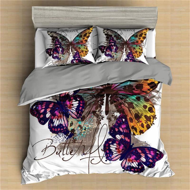 

Boniu 3D Butterfly Printed Pillow Bedding Set Home Textile Comforter Queen King Size Duvet Cover Set With Pillowcase Bedclothes1, Jx500-2